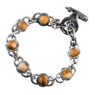 Link bracelet with stone paesina